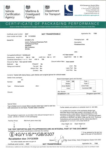 2L Bio-bin® UN Certificate