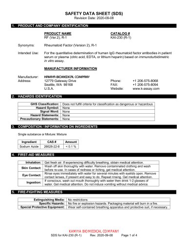 KAI-230 (R-1) SAFETY DATA SHEET (SDS)