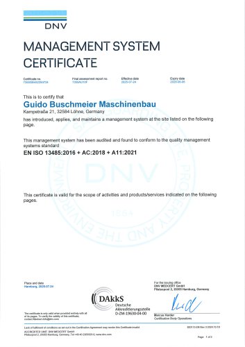 ISO 13485 certificate