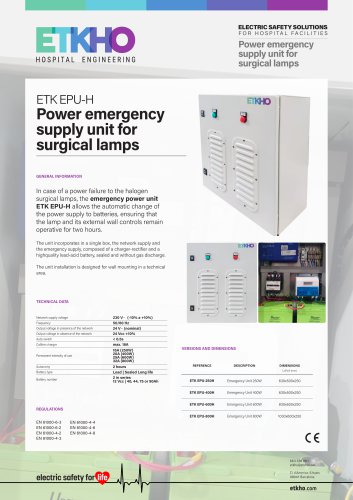 Power emergency supply unit for surgical lamps