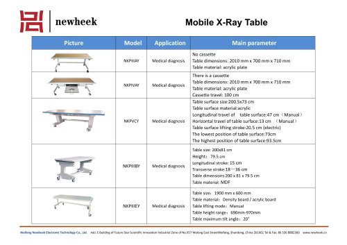 Mobile X-Ray Table