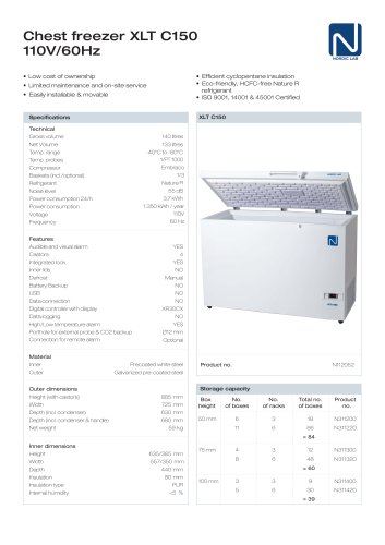 Chest freezer XLT C150 110V/60Hz