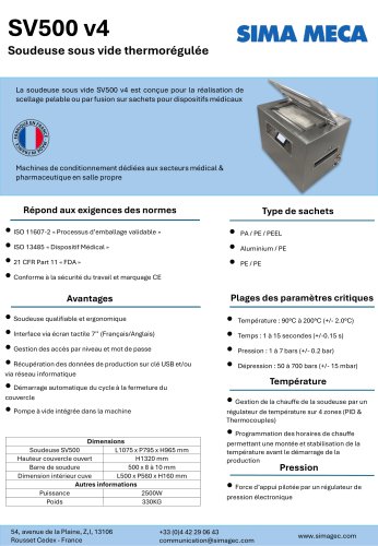 MECA SV 500 TECHNICAL DATA SHEET