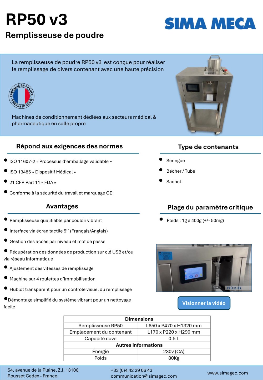 RP 50 TECHNICAL DATA SHEET - SIMAGEC
