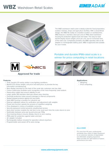 WBZ Washdown Retail Scales