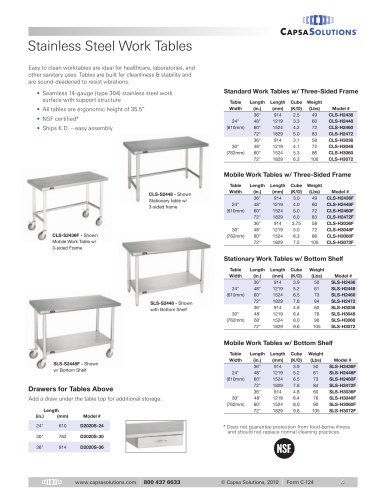 Stainless Steel Work Tables