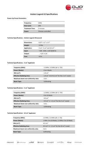 Intelect Legend US Specifications