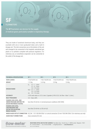 SF 2, SF 4 - flowmeters