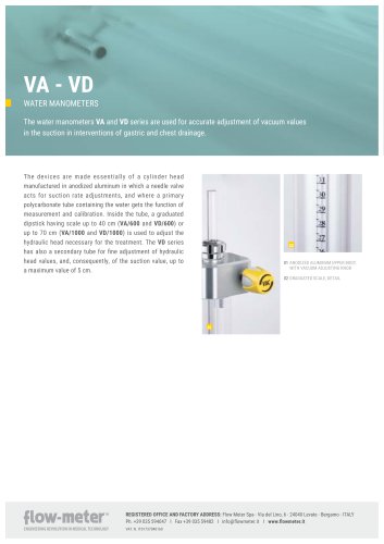 VA/600, VA/1000, VD/600, VD/1000 - water manometer