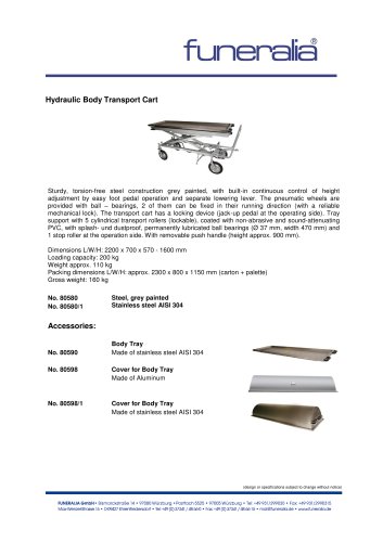 Hydraulic Body Transport Cart