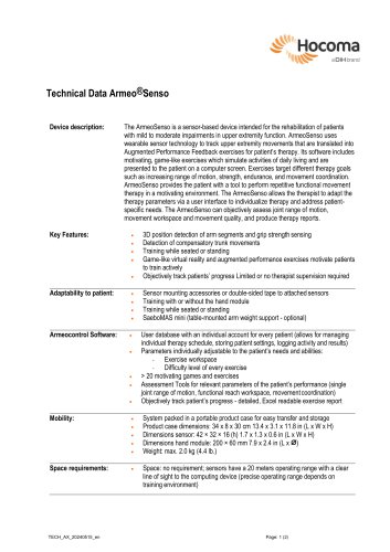 Technical Data - Armeo®Senso