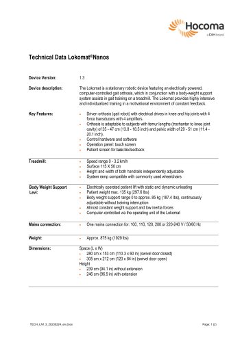 Technical Data - Lokomat®Nanos