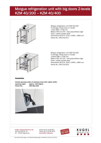 Morgue refrigeration unit with big doors 2-levels