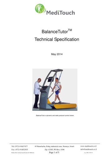 BalanceTutor™ Technical Spécification