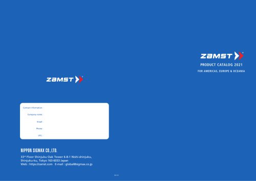 Zamst Product Catalog 2021 (For Americas, Europe & Oceania )