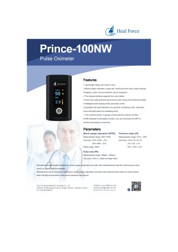 Heal Force Fingertip Pulse Oximeter Bluetooth Prince-100NW