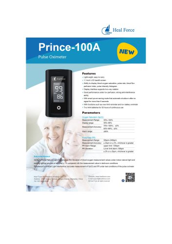 Heal Force Pulse Oximeter Finger with LCD Display Prince 100A