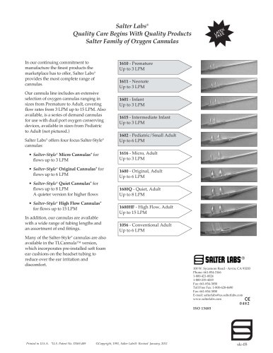 Salter Family of Oxygen Cannulas SLC-0511