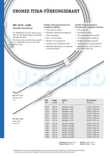 UROMED Titanium Guidewire, J-tip