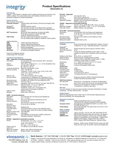 Integrity™ V500 G2 System Product Specifications