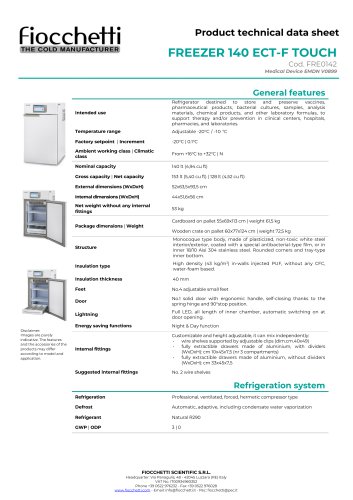 FREEZER 140 ECT-F TOUCH