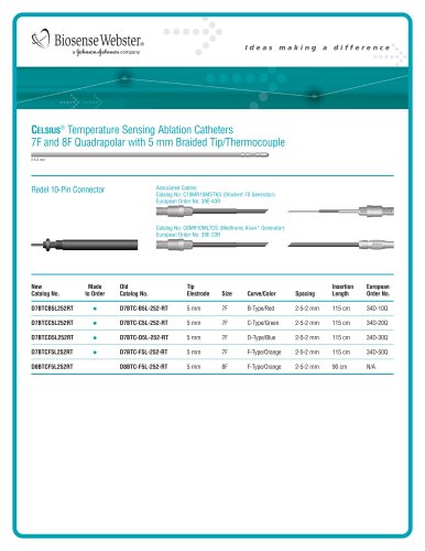 7F and 8F Quadrapolar Catheter with 5 mm Braided Tip/Thermocouple