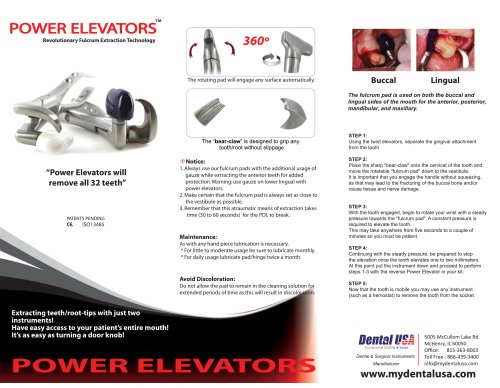 Dental USA Power Elevators Brochure