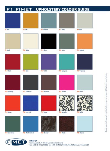 F1 Chair colour options