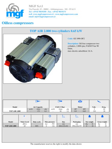 TOP AIR 2.800 TWO CYLINDERS 0.65 KW