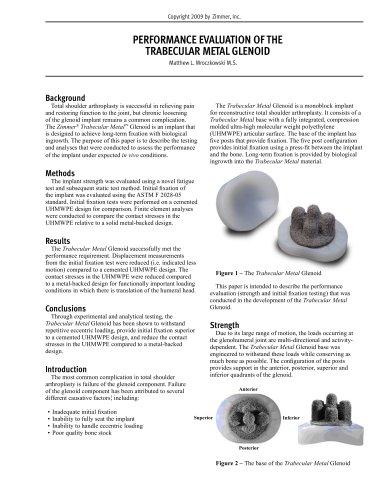 PERFORMANCE EVALUATION OF THE TRABECULAR METAL GLENOID