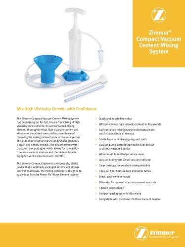 Zimmer Compact Vacuum Cement Mixing System