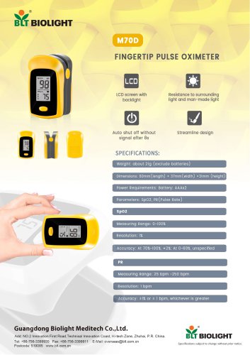 M70D pulse oximeter