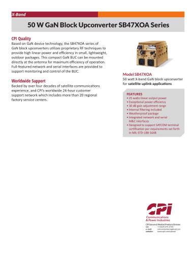 50 W GaN Block Upconverter SB47XOA Series
