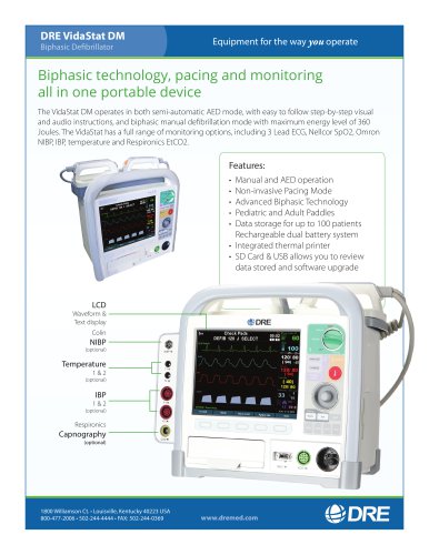 DRE VidaStat DM Biphasic Defibrillator with ECG Monitoring