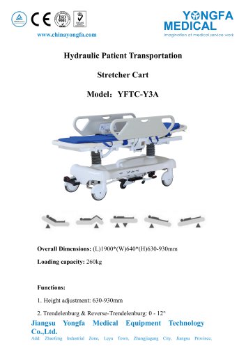 Catalog of YFTC-Y3A Hydraulic Patient Transportation Stretcher Cart- YONGFA MEDICAL