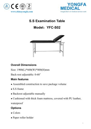 YFC-S02 S.S Examination Table