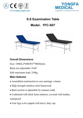 YFC-S07 S.S Examination Table