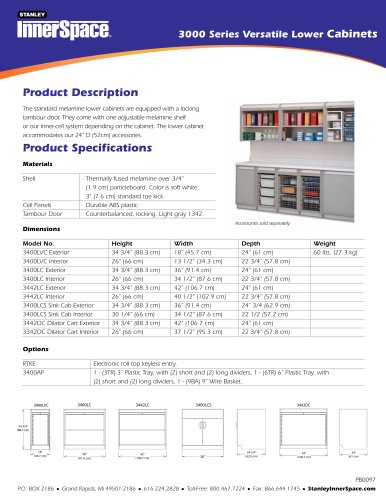 3000 Series Lower Cabinets Spec Sheet