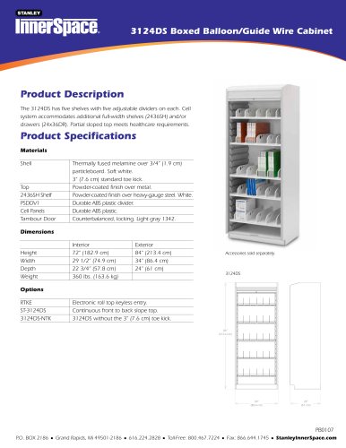 3124DS Boxed Balloon/Guide Wire Cabinet Spec Sheet