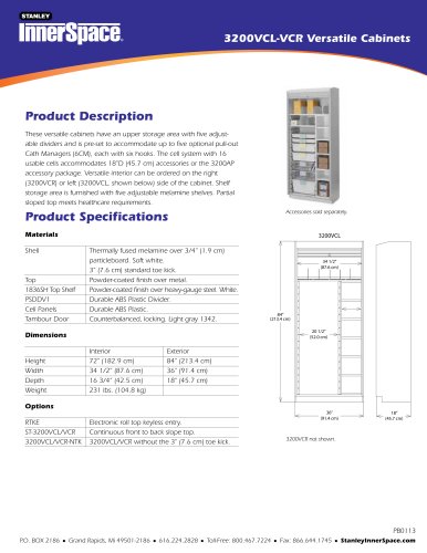 3200VCL-VCR Versatile Cabinet Spec Sheet