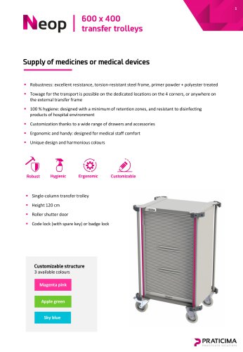 600 x 400 Neop transfer trolley with roller shutter door