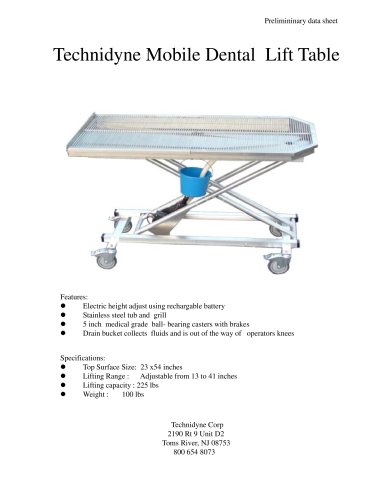 Technidyne  Dental Lift Table