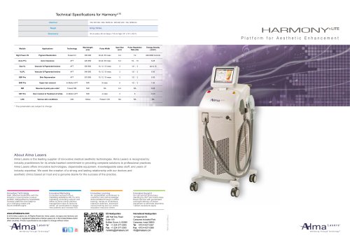 Technical Specifications for HarmonyLITE