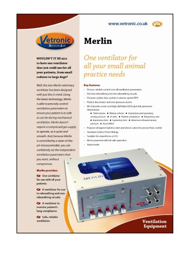 Merlin Small Animal Ventilator Specification Details