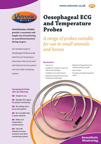 Oesophageal ECG and Temperature Probe Specification Sheet