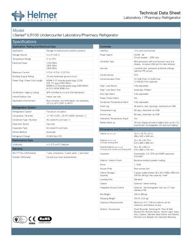 iLR105 Undercounter Laboratory/Pharmacy Refrigerator