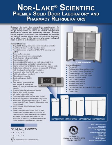 Premier Solid Door Laboratory and Pharmacy Refrigerators