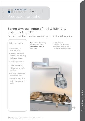 Spring arm wall mount  for all GIERTH X-ray units from 15 to 32 kg