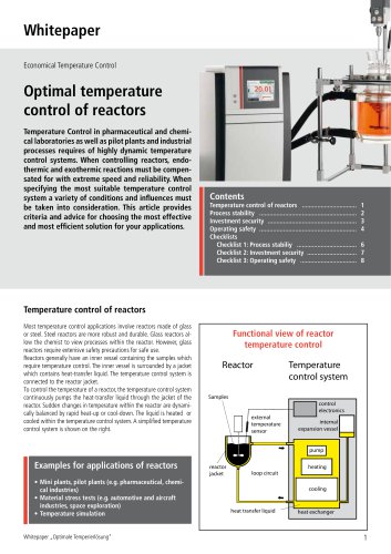 Optimal temperature control of reactors
