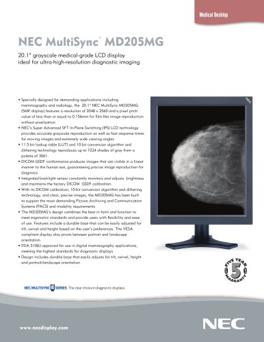 NEC MultiSync®  MD205MG